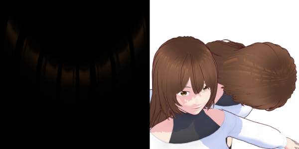 左のMatCapを髪に適用したところ